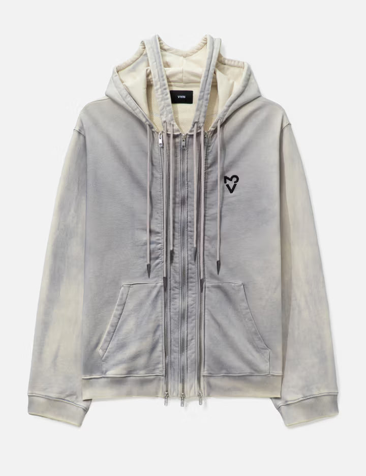 Three Zip Hoodie Dusty White