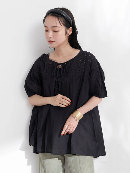 Tunik Lengan Balon Yukata Short Sleeve Lace Tunic