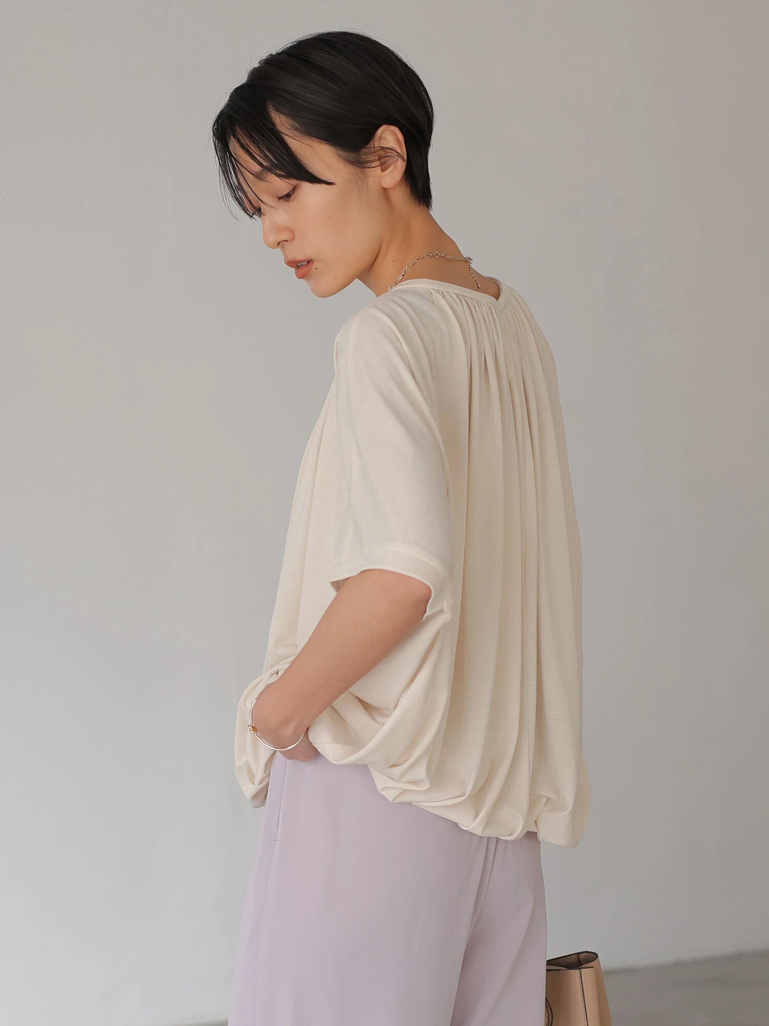 Isuzu Drapery Short Sleeve Blouse