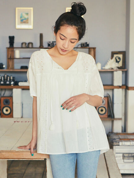 Tunik Lengan Balon Yukata Short Sleeve Lace Tunic