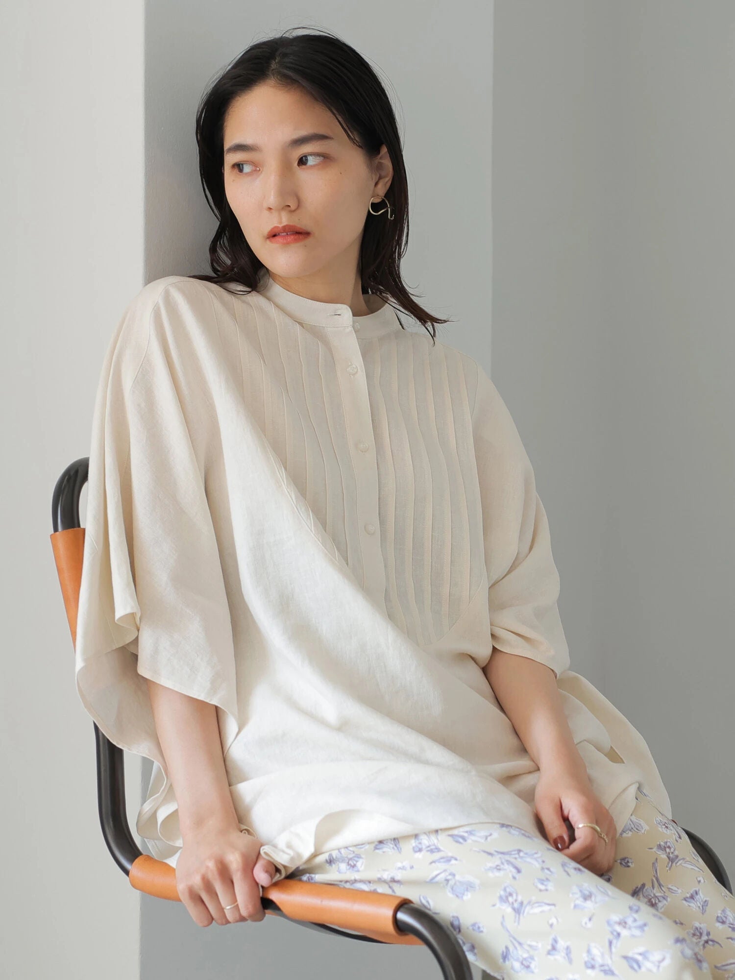 Riza Poncho Linen Blend Blouse