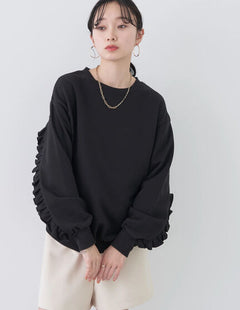 Fleece Sweater Satsuko with Ruffle Sleeve Pullover - Bobo Tokyo