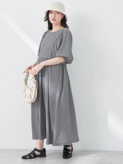 Lala Volume Sleeve Check Dress