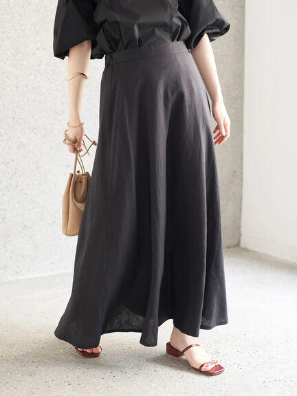 Mecca Linen Blend Flare Skirt