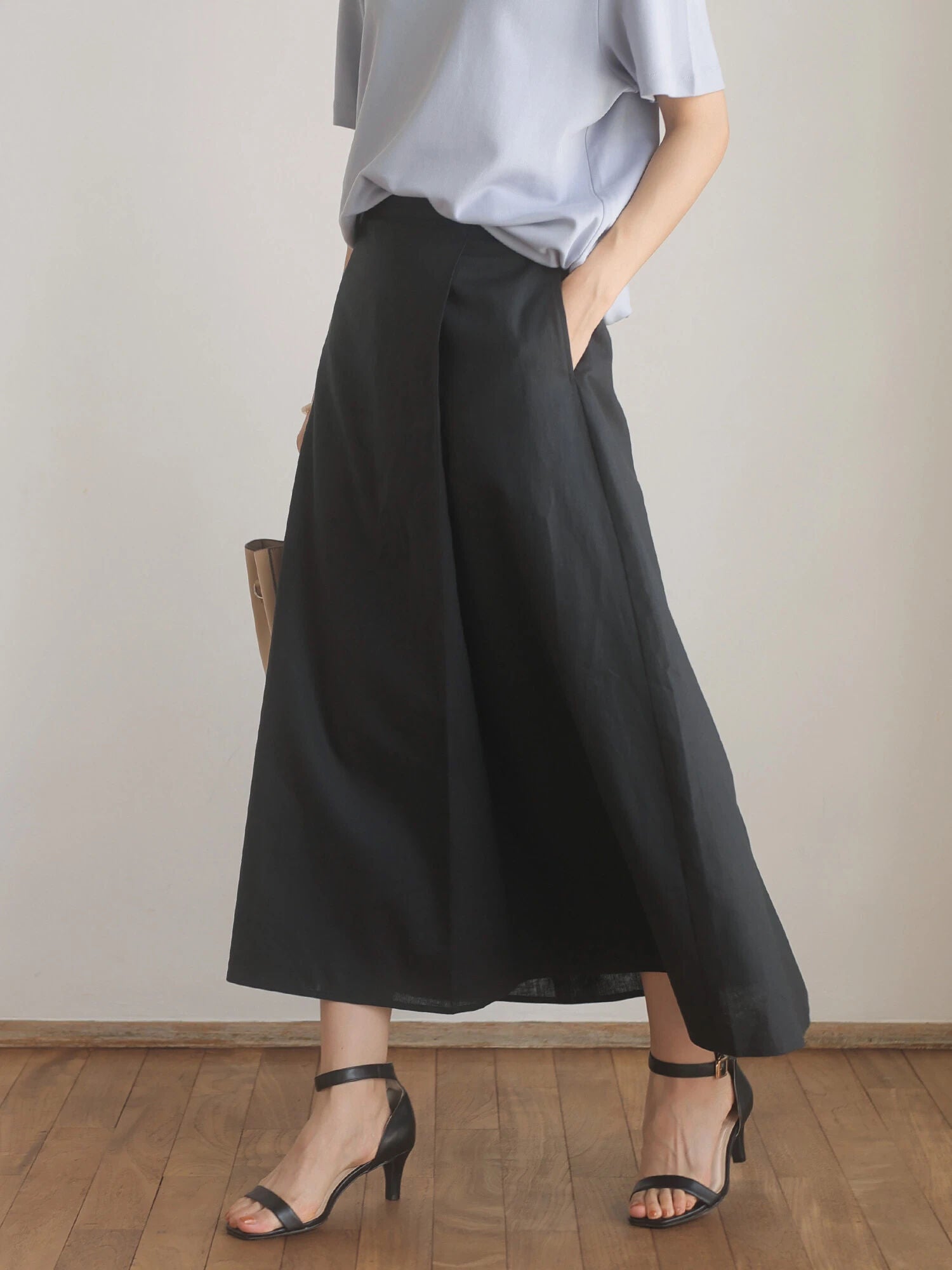 Elena Linen Flared Skirt