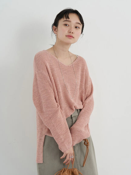 Leanore Slab V-neck Knit Pullover