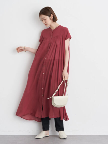 Casual Midi Dress Youka Gathered