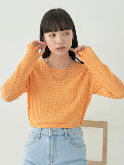 Model baju atasan wanita Avege Sheer Crew Neck Pullover Bobo Tokyo