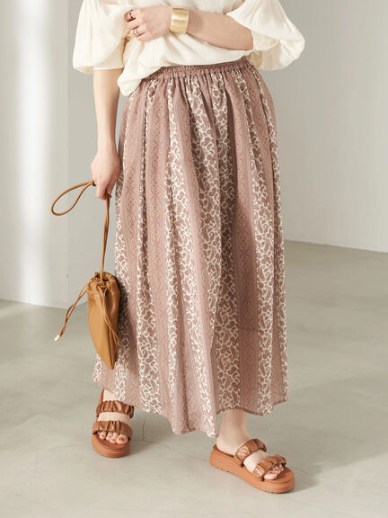 Rok flare Etna Pattern Gathered Skirt