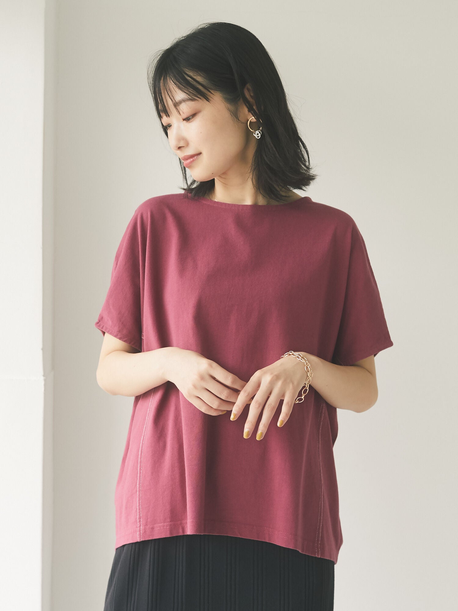 Rachel Color Stitch Dolman T-shirt