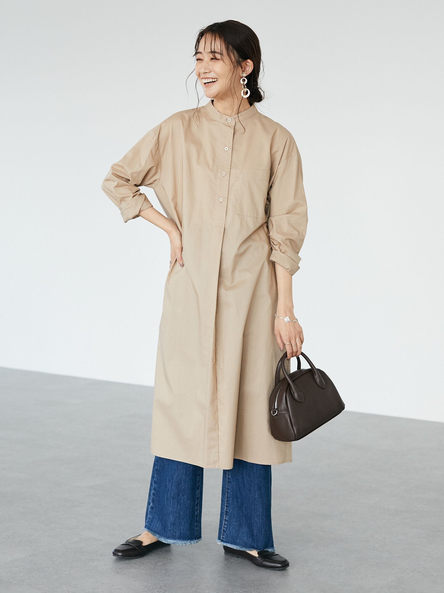 Febi Band Collar Shirt Dress