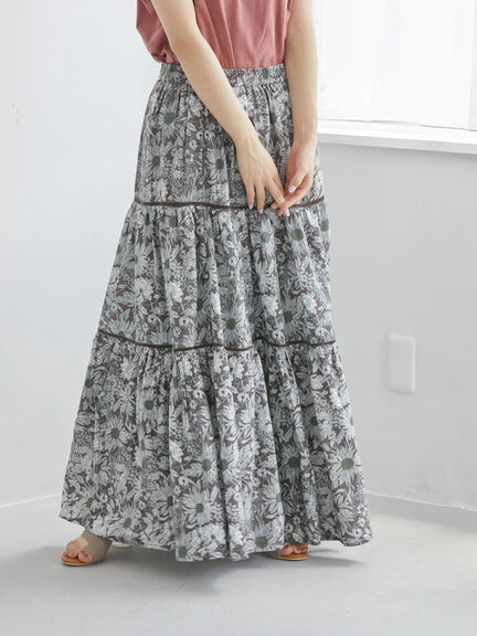 Rok Motif Bunga Kadima Tiered Flower Skirt