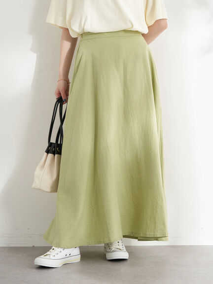 Mecca Linen Blend Flare Skirt