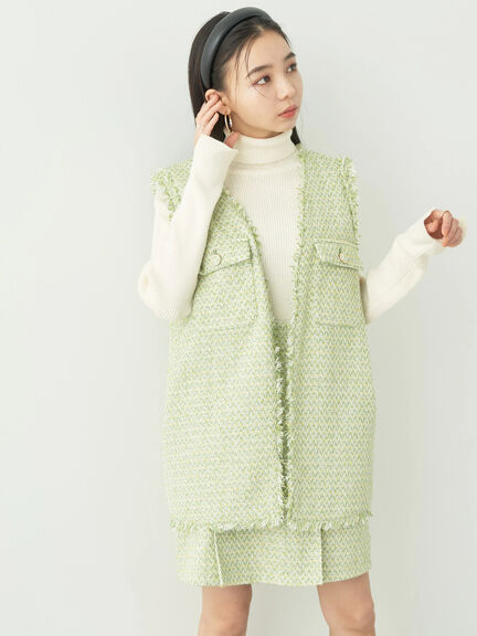 Vest Wanita Komu Tweed Gilet Bobo Tokyo