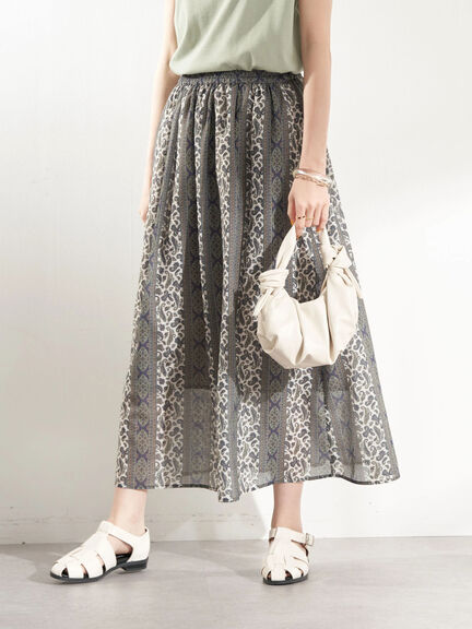 Rok flare Etna Pattern Gathered Skirt