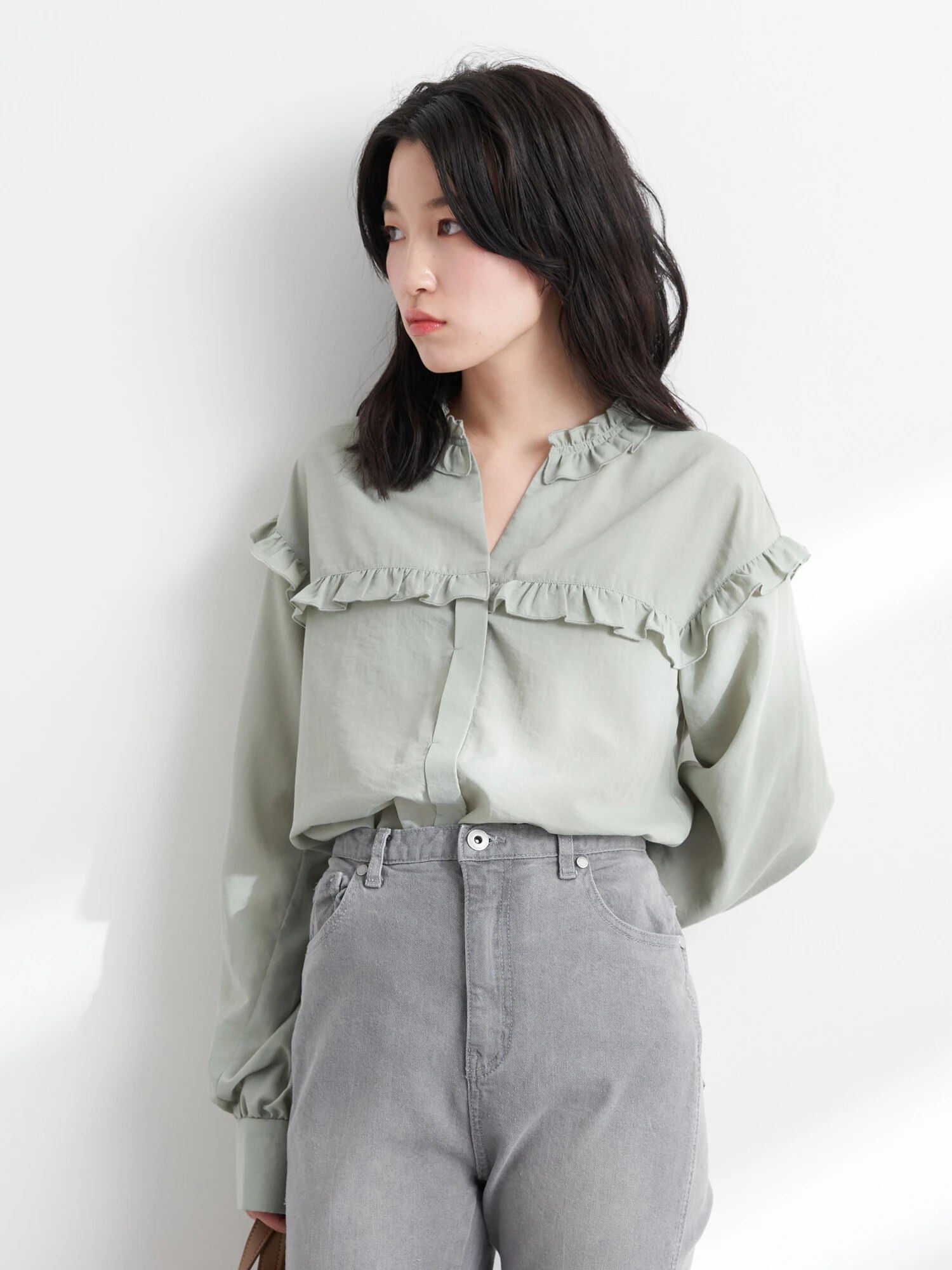 Garbera Open Collar Frilled Blouse