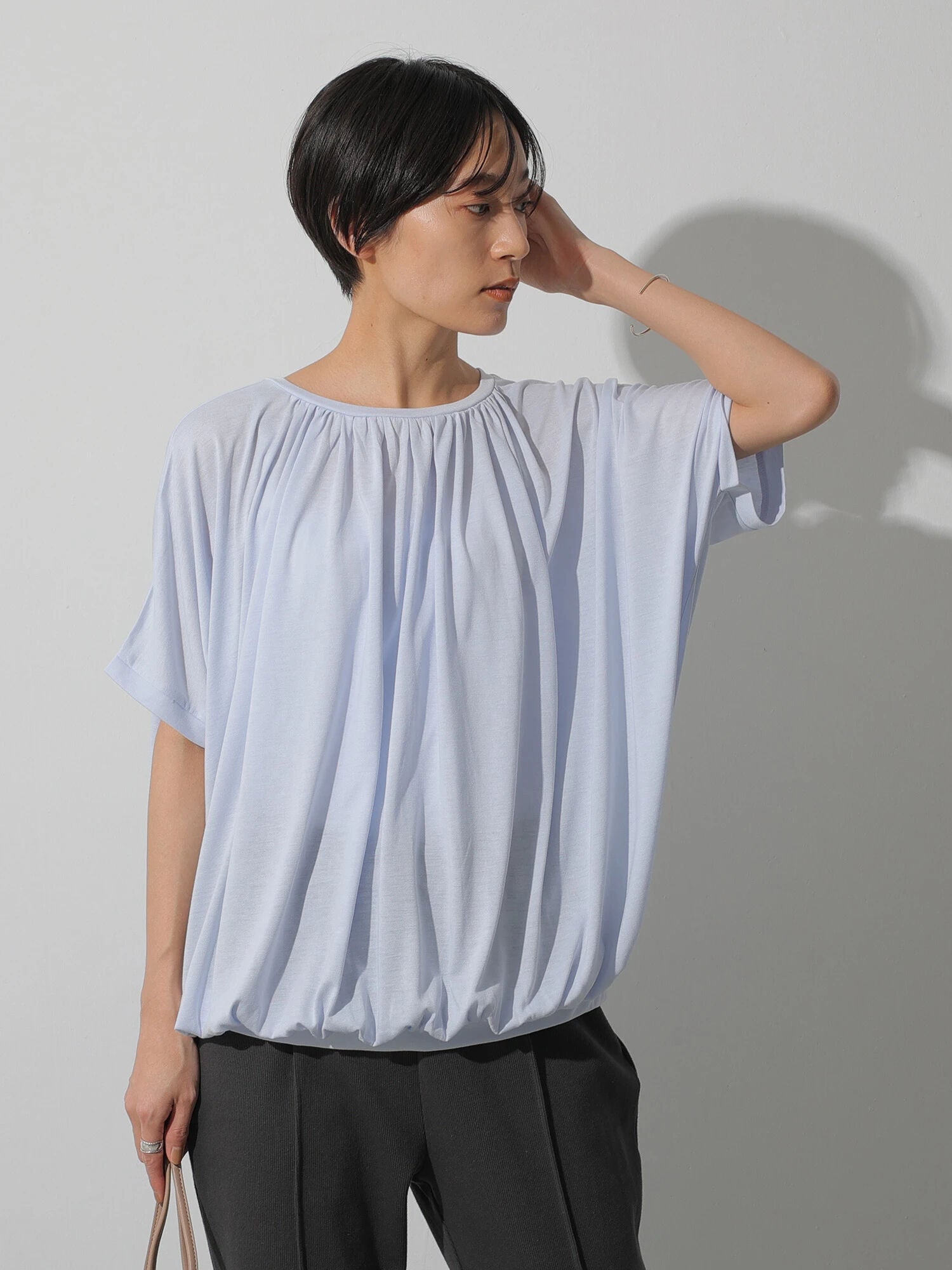 Isuzu Drapery Short Sleeve Blouse