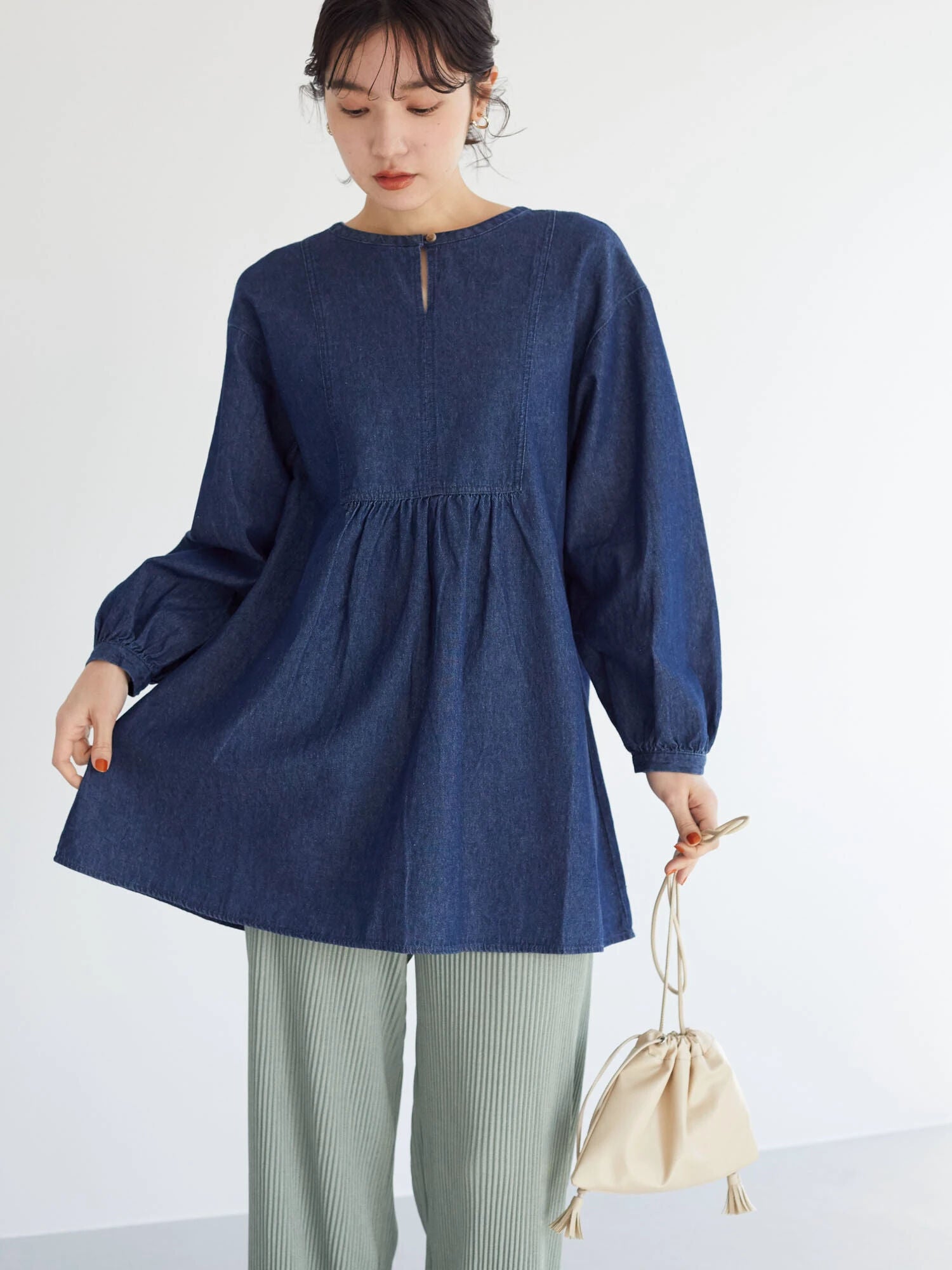 Hena Denim Switching Tunic