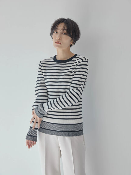 Jadine Border Knit Pullover