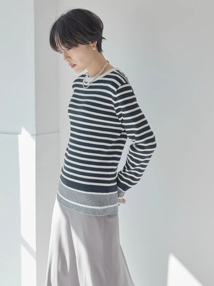 Jadine Border Knit Pullover