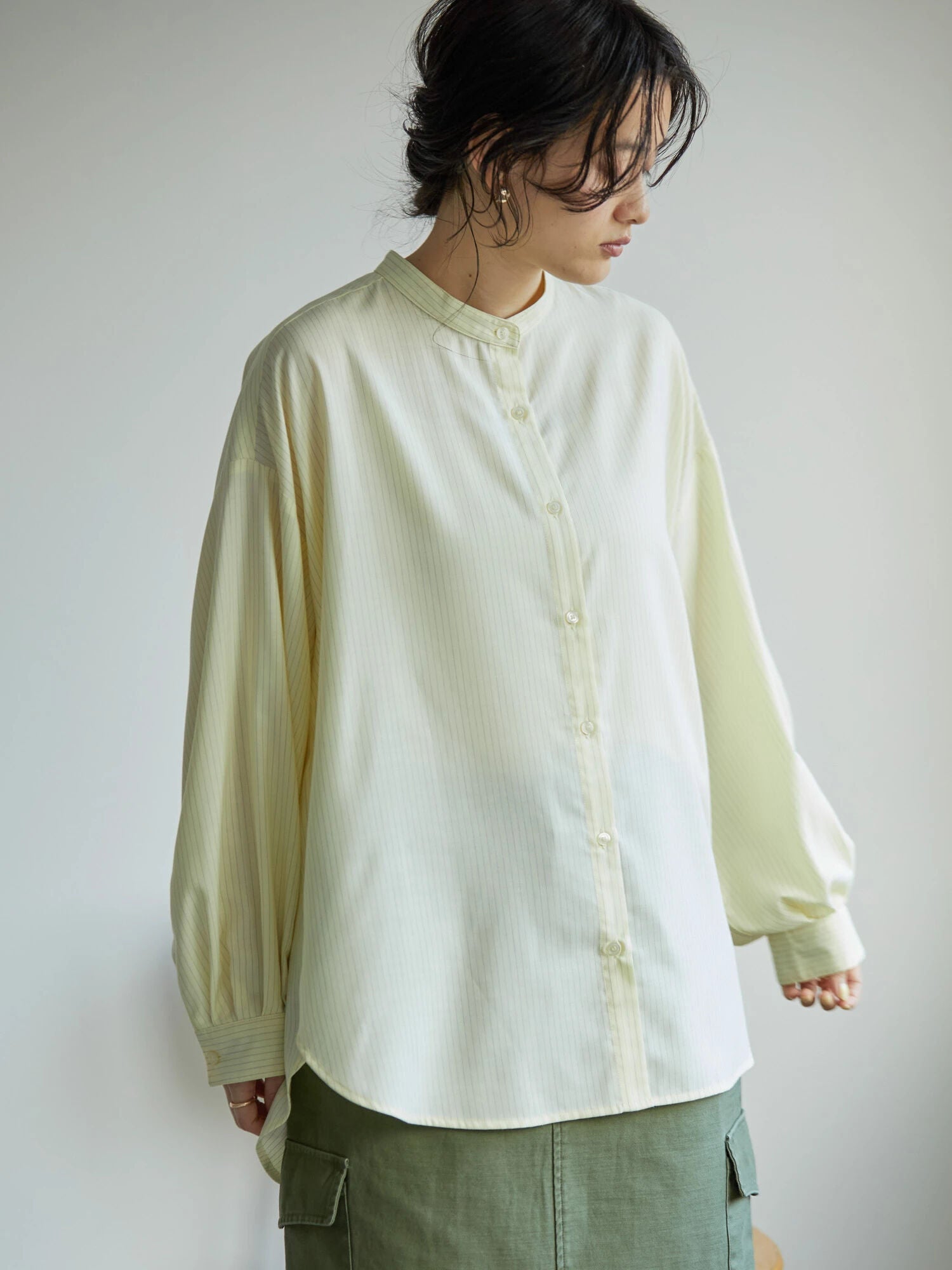 Taya Stand Collar Back Tuck Shirt