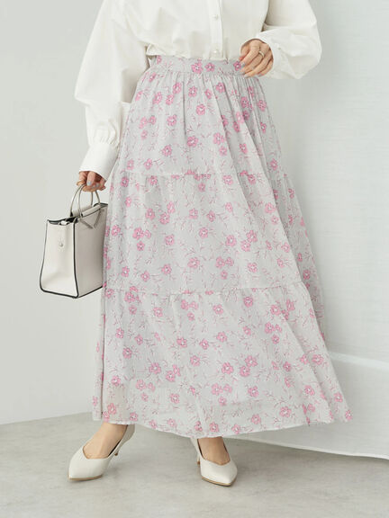 Hanaori Flower Tiered Skirt