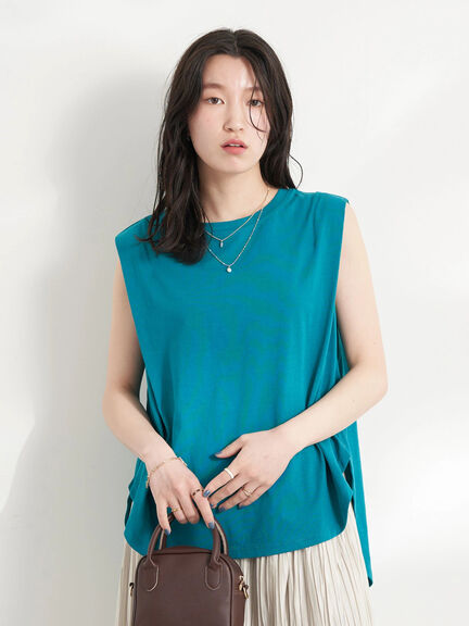 sleevsless tops Iwaki Sleeveless Tuck Cut Pullover