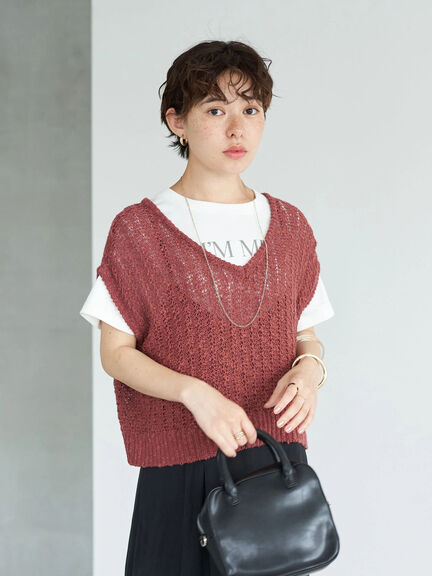 Rompi Rajut Wanita Slub Sleeveless Yarn Knit Vest