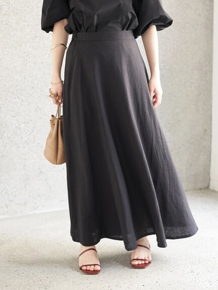 Mecca Linen Blend Flare Skirt