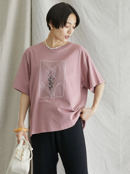 Graphic TShirt Alleta Flower Photo Print Cut Pullover  Bobo Tokyo