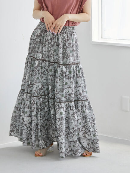 Rok Motif Bunga Kadima Tiered Flower Skirt