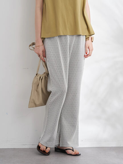 Style Celana Cutbray Wanita Geo Pattern Jacquard Pants