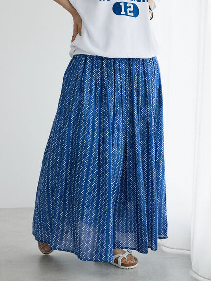 Rok Maxi Hanaten Indian Cotton Pattern Skirt Bobo Tokyo