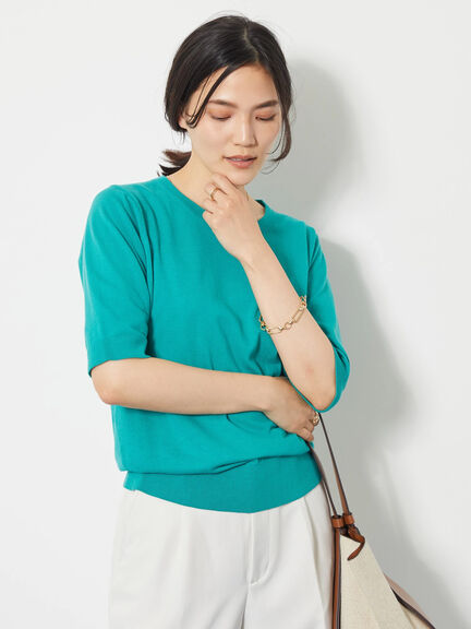 Blouse rajut Alicia Crew nexk Short Sleeve Knit