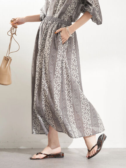 Rok flare Etna Pattern Gathered Skirt