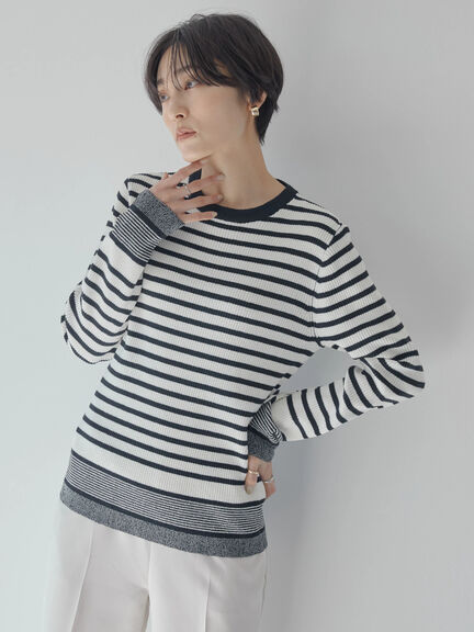 Jadine Border Knit Pullover