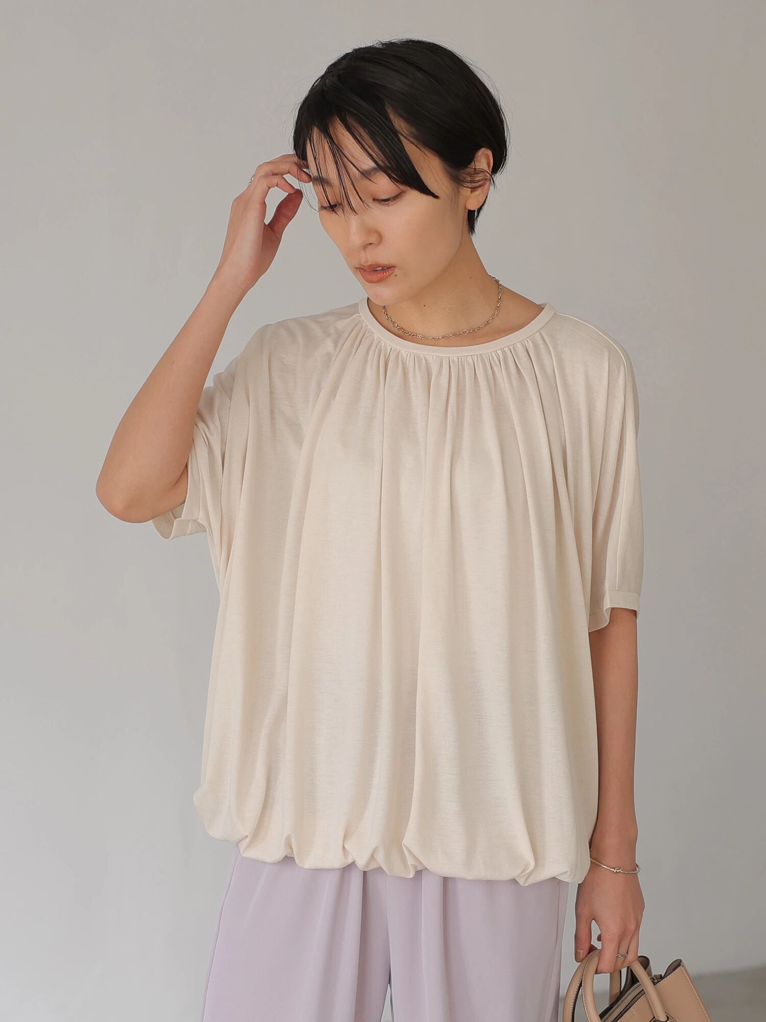 Isuzu Drapery Short Sleeve Blouse