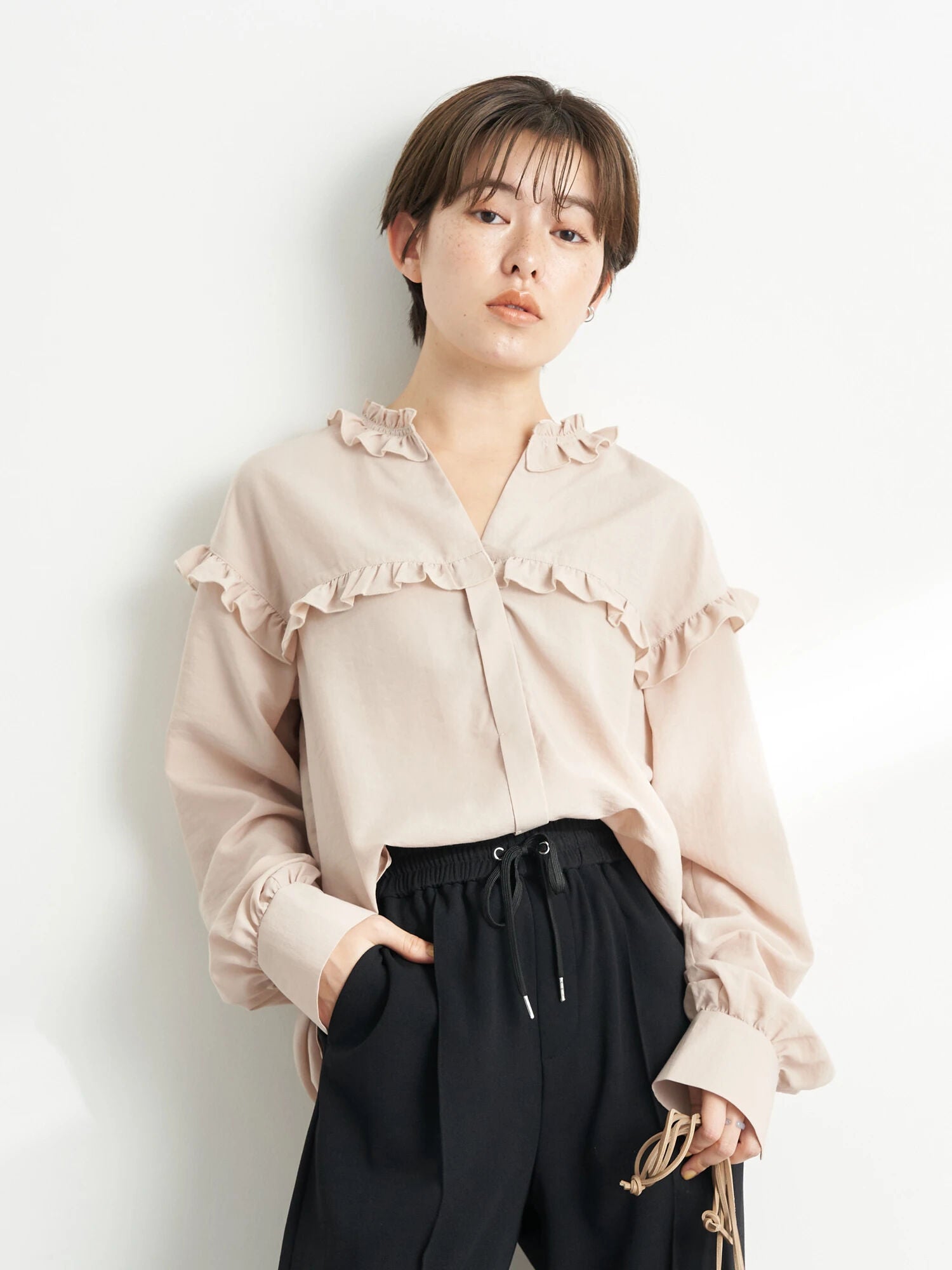 Garbera Open Collar Frilled Blouse