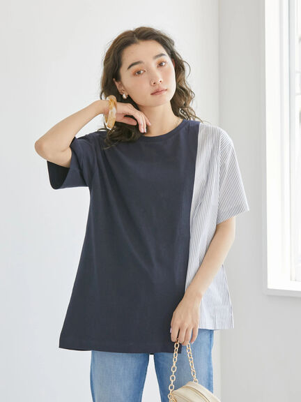 Kaos Blouse Rhone Two Material T-Shirt