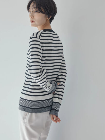 Jadine Border Knit Pullover