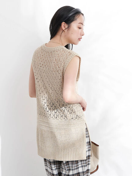 Rompi Rajut Wanita Slub Sleeveless Yarn Knit Vest