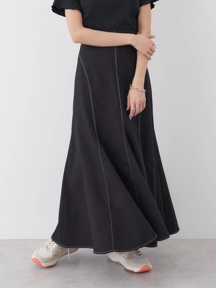 Kizuna Stitch Panel Flared Skirt