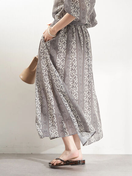 Rok flare Etna Pattern Gathered Skirt