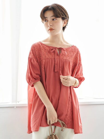 Tunik Lengan Balon Yukata Short Sleeve Lace Tunic