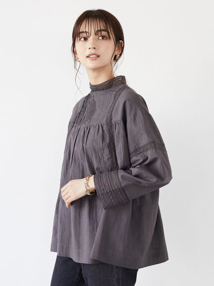 Momiro Sleeve Lace High Neck