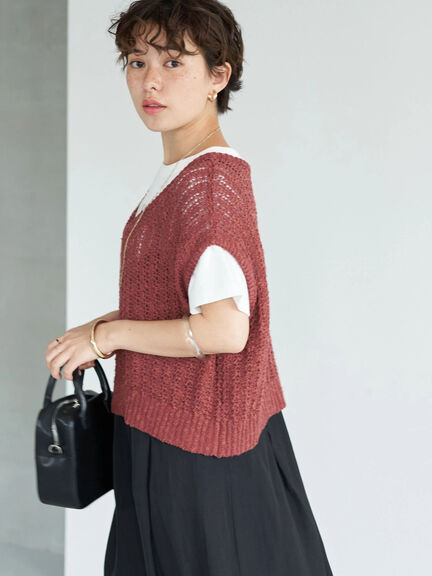 Rompi Rajut Wanita Slub Sleeveless Yarn Knit Vest