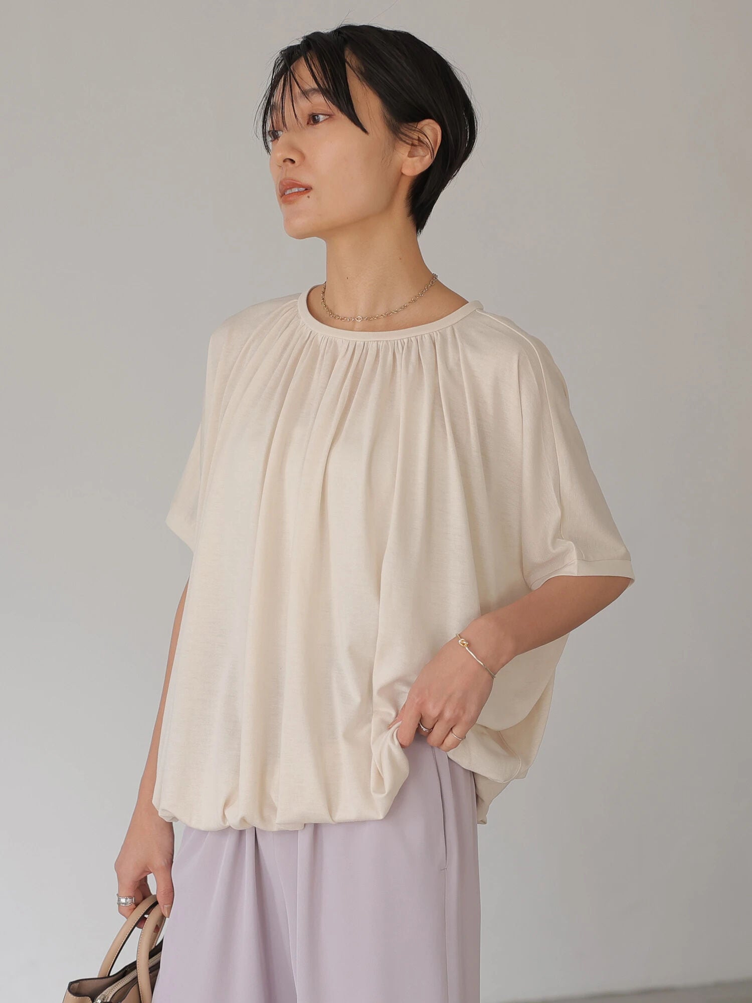 Isuzu Drapery Short Sleeve Blouse