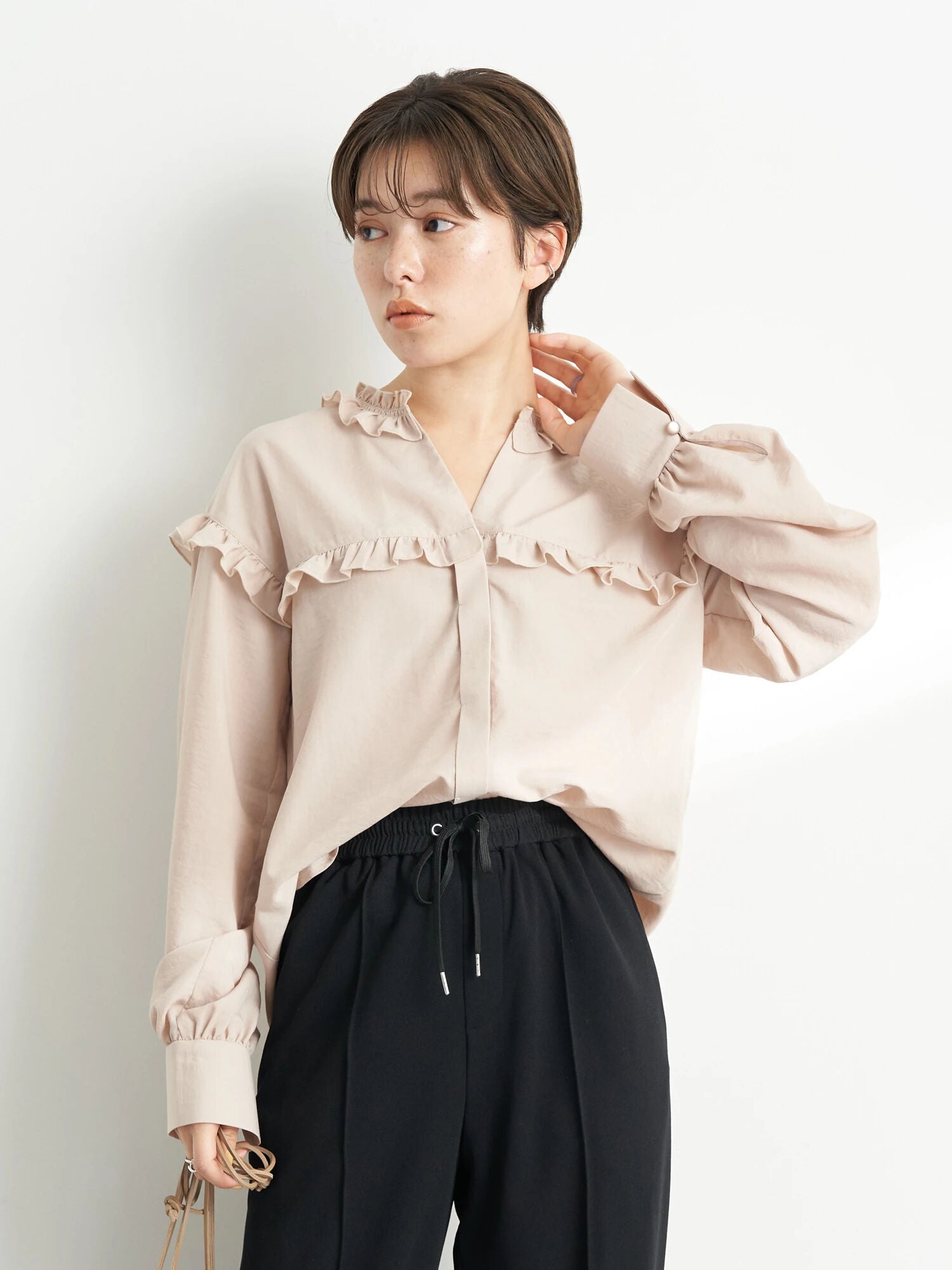 Garbera Open Collar Frilled Blouse