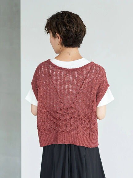 Rompi Rajut Wanita Slub Sleeveless Yarn Knit Vest