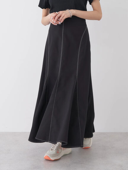 Kizuna Stitch Panel Flared Skirt